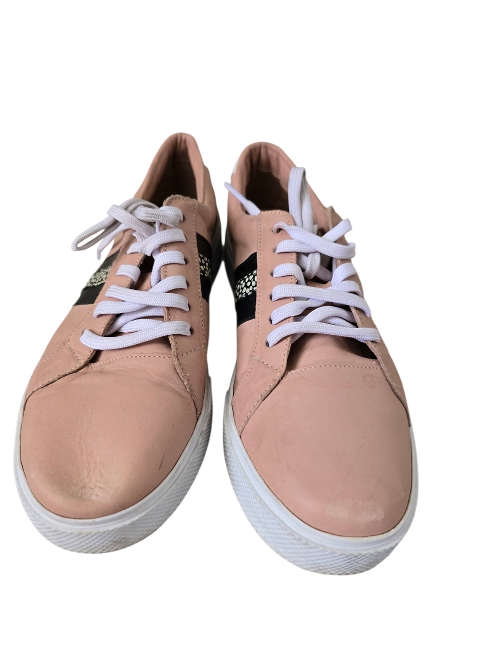 Kaanas Blush Pink Leather Lace-Up Sneakers Women's Size 6 Casual Designer Shoes - Picture 3 of 8